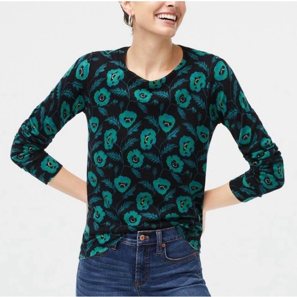 J. Crew Sweaters - NWOT J.Crew xxs 100% cotton Poppy Print Teddie Crewneck Sweater Floral Print